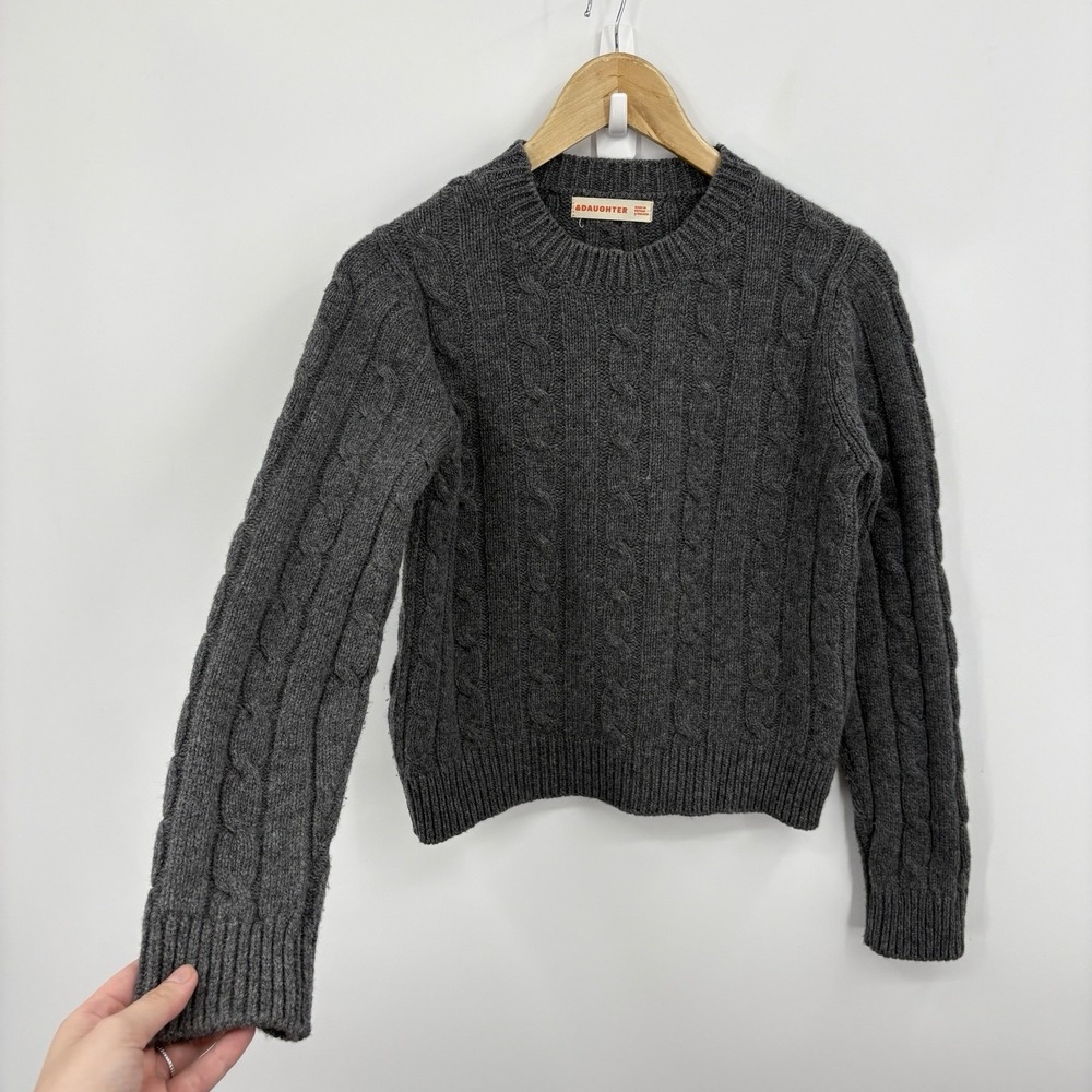 &Daughter Sweater XSmall Cable Knit Cropped Geelong Wool Sustainable Indie Luxe